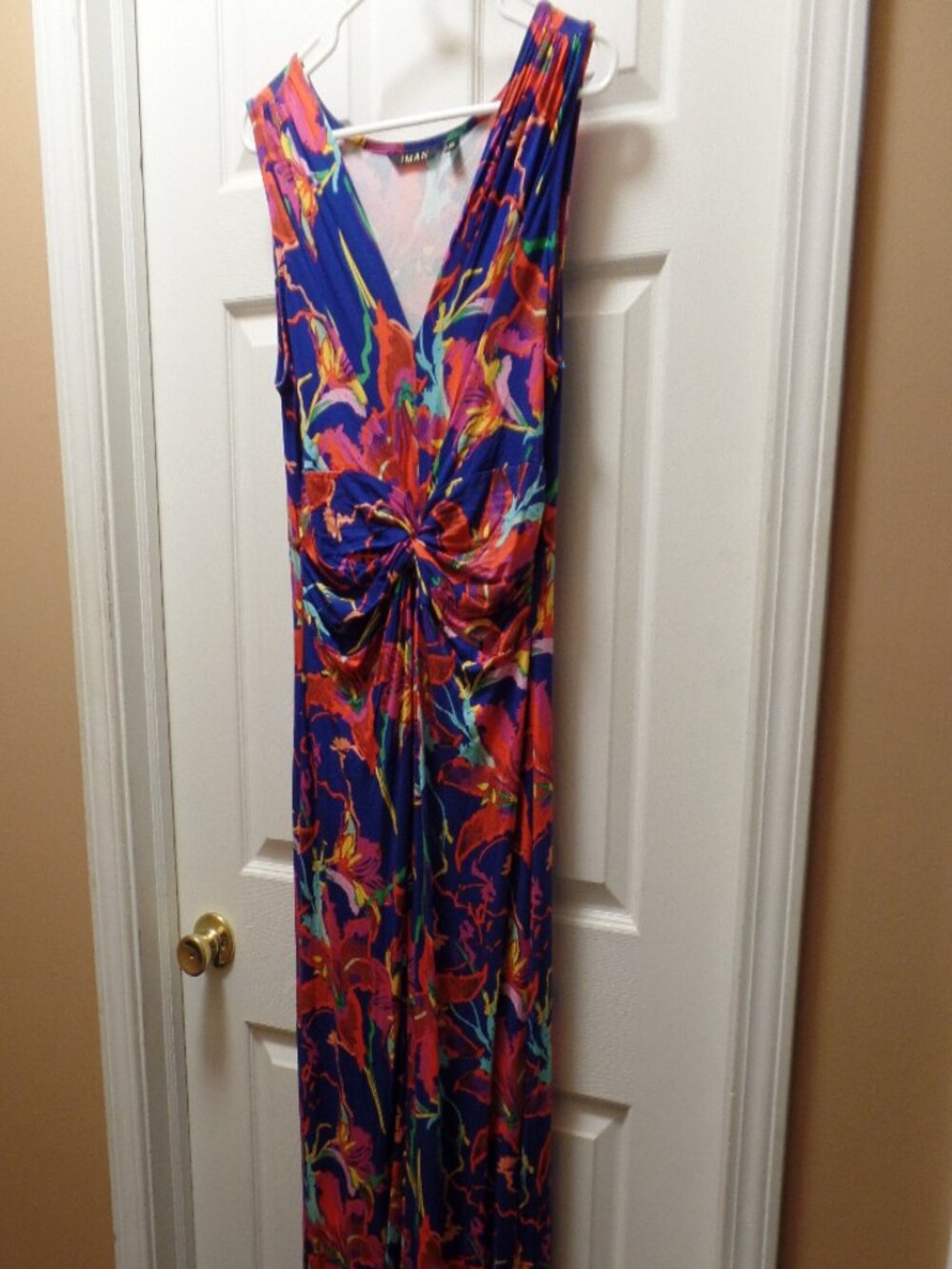 IMAN XL 18 20 Global Chic Flawless Knit Maxi Dress Hawaiian Primary Colors